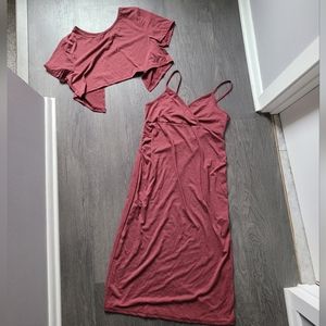 NWT maroon Shein Maternity Solid Nursing Tee & Cami Dress sz M/6